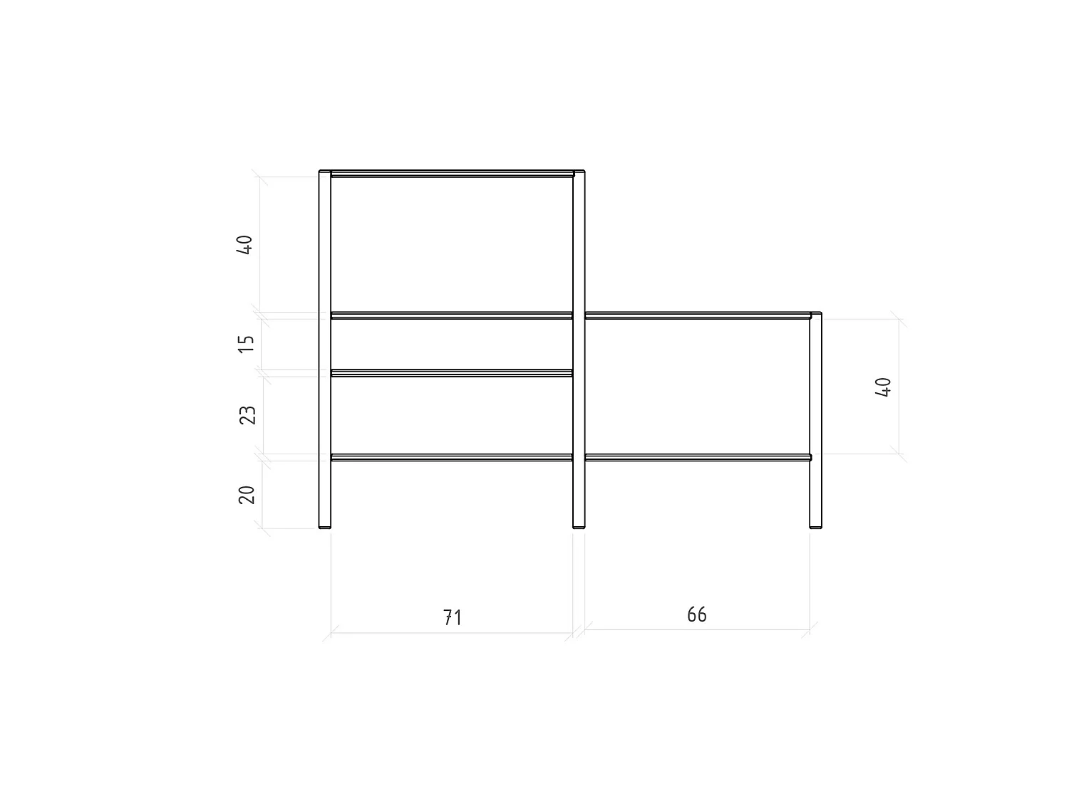 POLA - Regall aus massivem Holz aus Kernbuche, naturgeölt