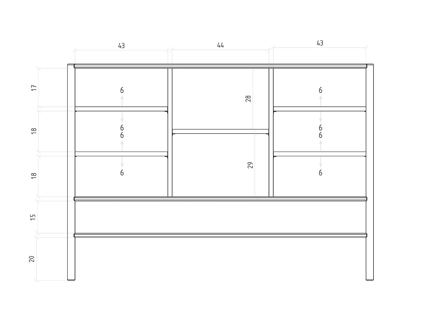 POLA - Kommode 100% aus massivem Holz aus Wildeiche, naturgeölt