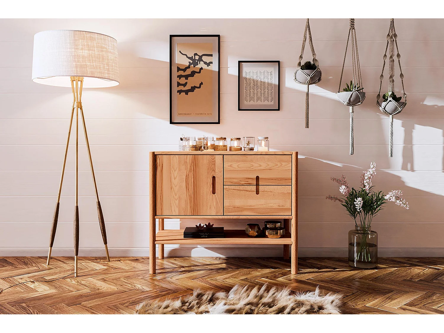 POLA - Kommode 100% aus massivem Holz aus Wildeiche, naturgeölt