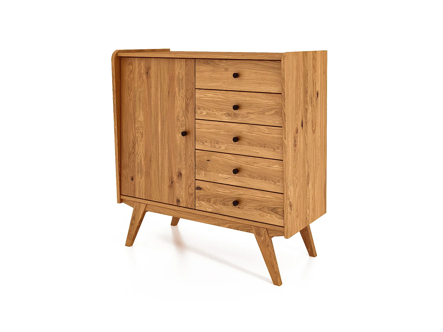 RETRO - Kommode 100% aus massivem Holz aus Wildeiche, naturgeölt