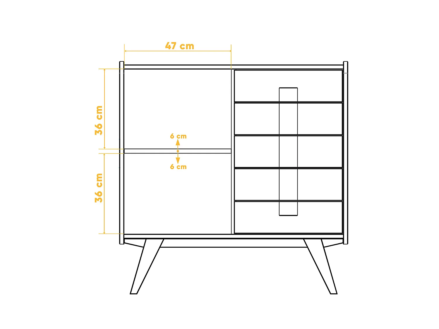 RETRO - Kommode 100% aus massivem Holz aus Wildeiche, naturgeölt