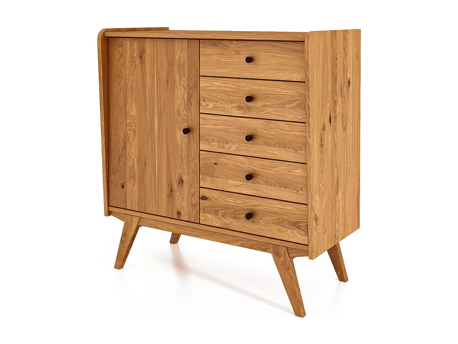 RETRO - Kommode 100% aus massivem Holz aus Wildeiche, naturgeölt