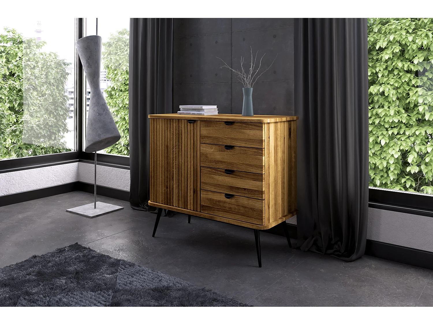 KULA - Kommode 100% aus massivem Holz aus Wildeiche, naturgeölt