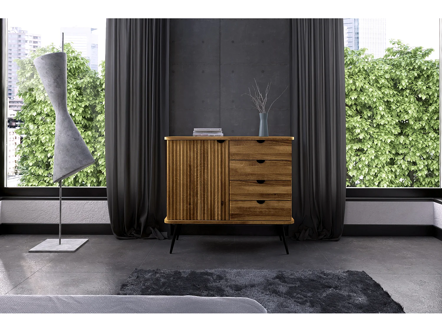 KULA - Kommode 100% aus massivem Holz aus Wildeiche, naturgeölt