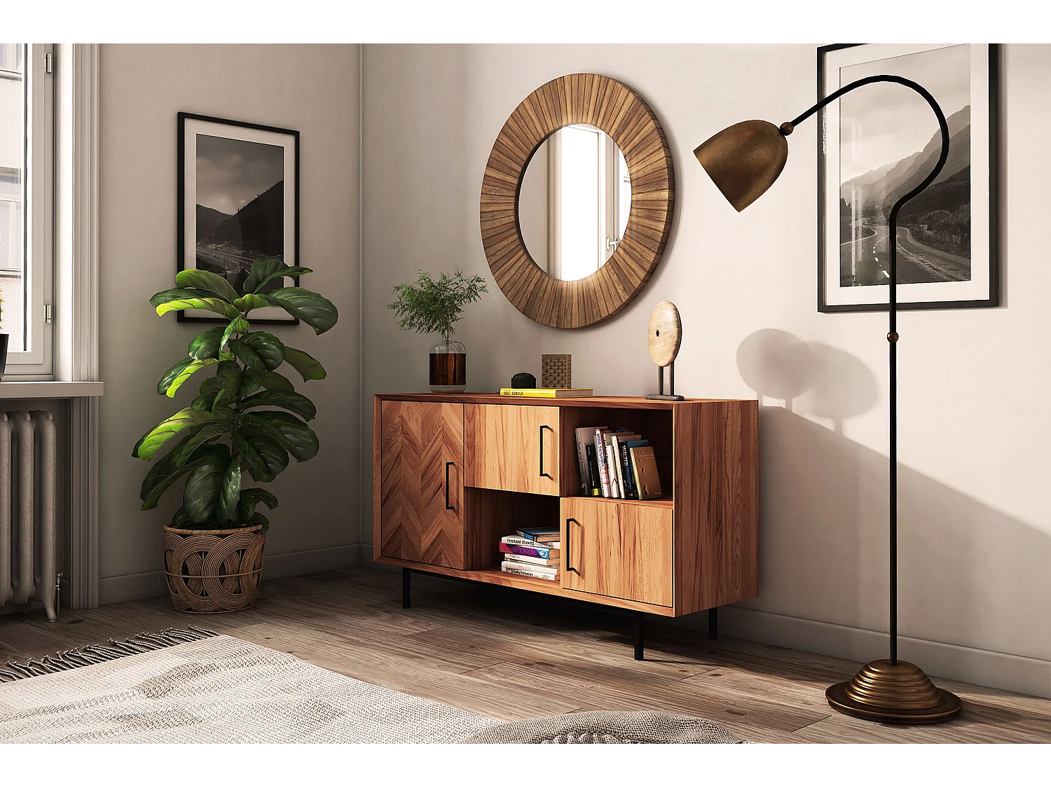 ABIES - Commode 100% en bois massif de cœur de hêtre, huilé naturel