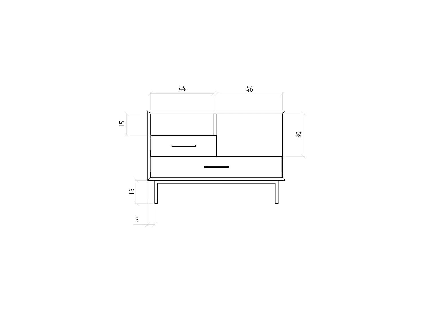 ABIES - Kommode 100% aus massivem Holz aus Wildeiche, naturgeölt