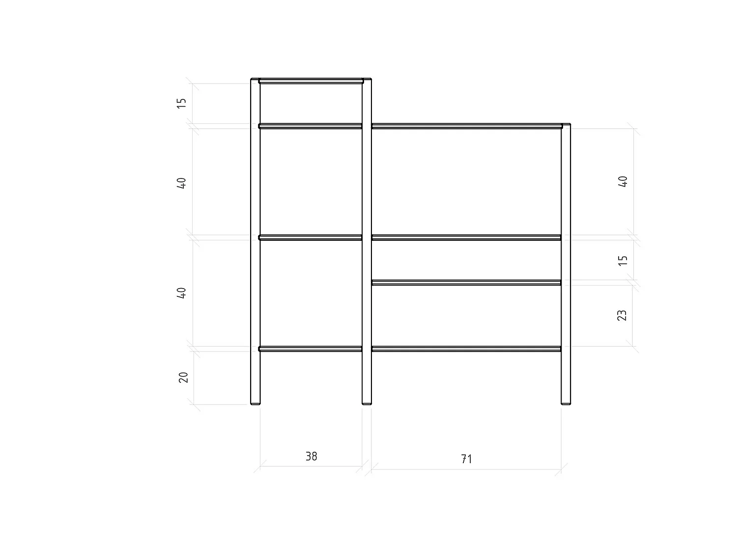 POLA - Regall aus massivem Holz aus Kernbuche, naturgeölt