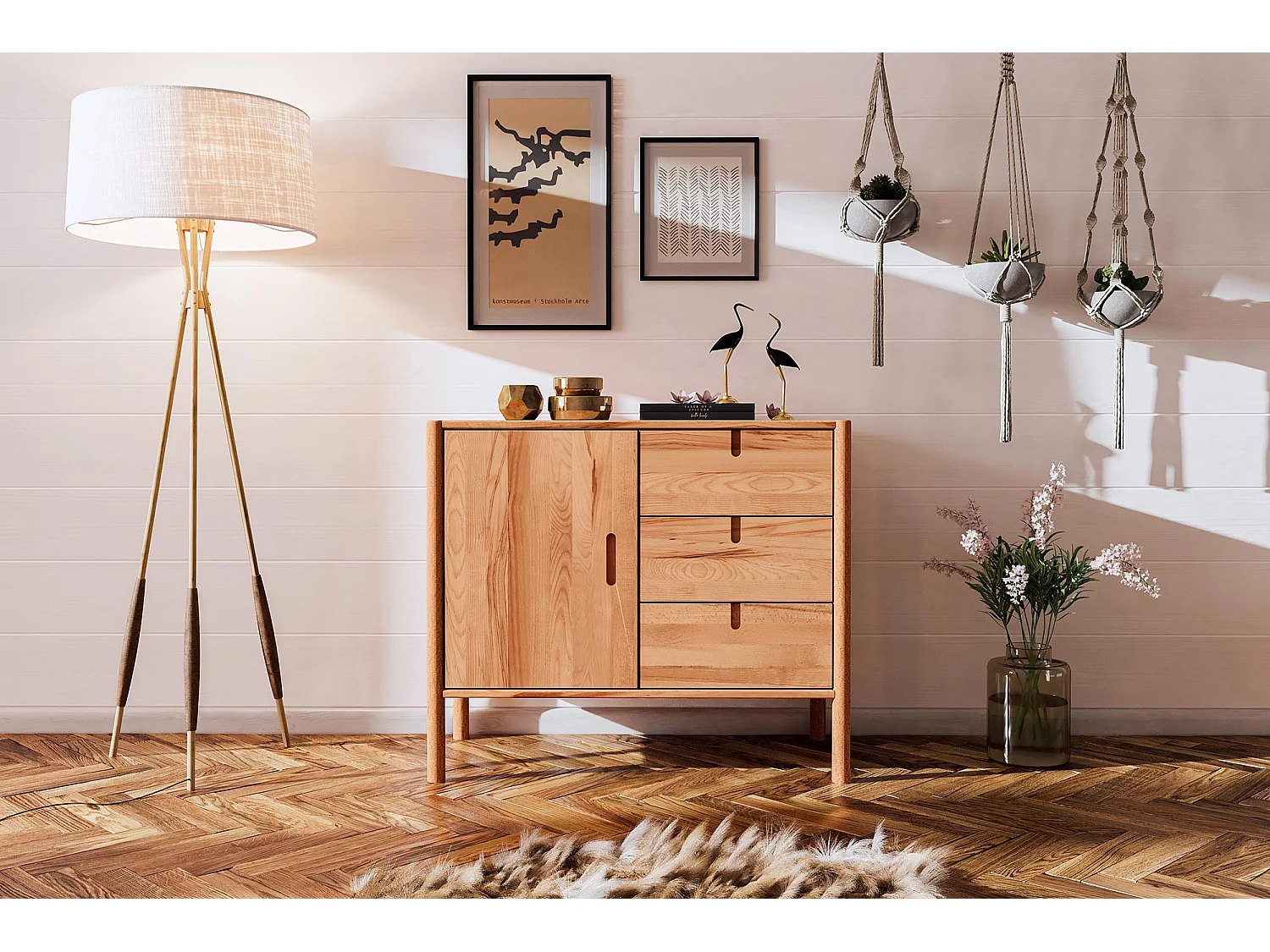 POLA - Kommode 100% aus massivem Holz aus Kernbuche, naturgeölt