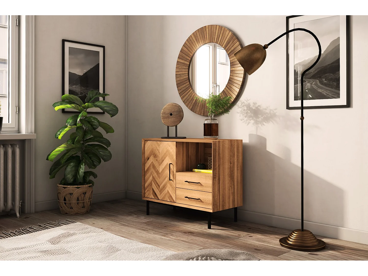 ABIES - Kommode 100% aus massivem Holz aus Wildeiche, naturgeölt