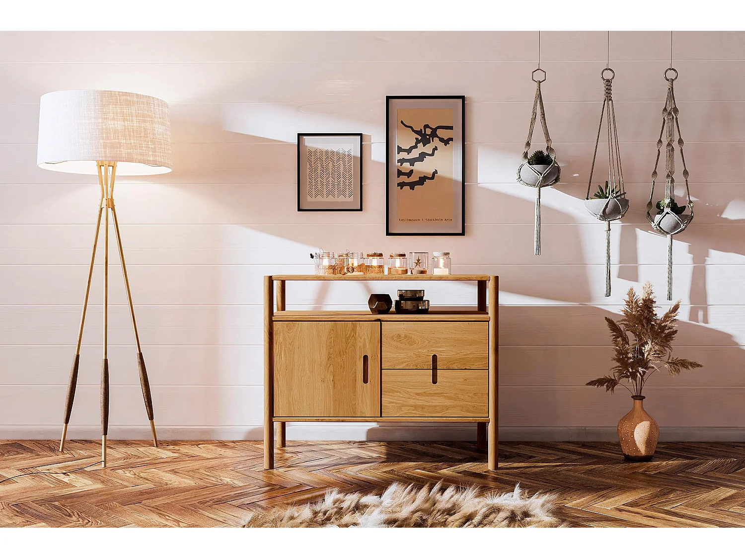 POLA - Kommode 100% aus massivem Holz aus Wildeiche, lackiert