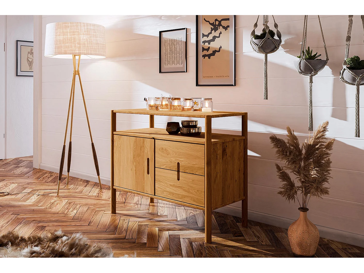 POLA - Kommode 100% aus massivem Holz aus Wildeiche, lackiert