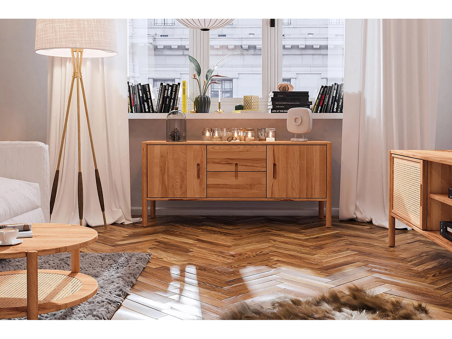 POLA - Kommode 100% aus massivem Holz aus Kernbuche, naturgeölt