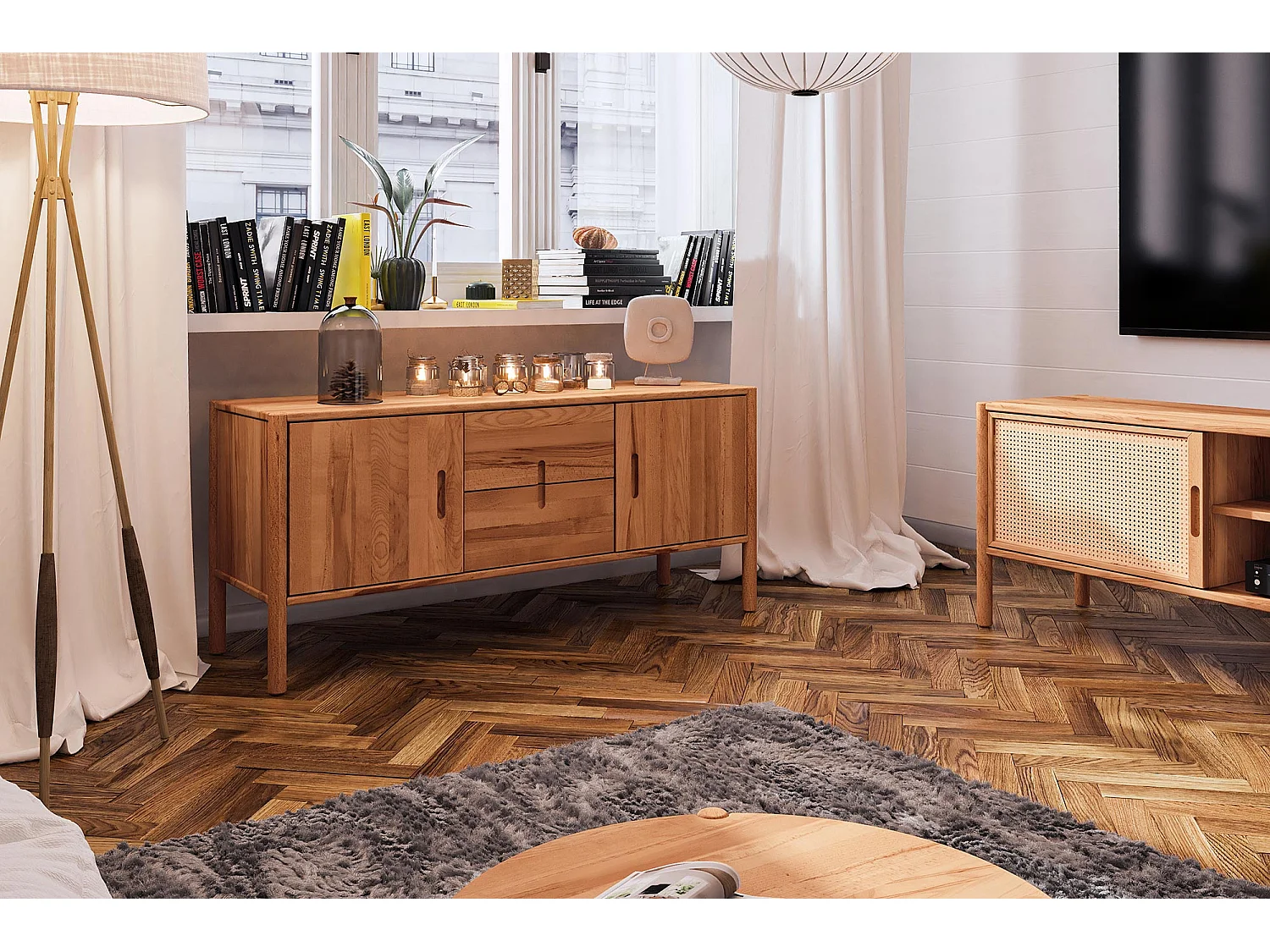 POLA - Kommode 100% aus massivem Holz aus Kernbuche, naturgeölt