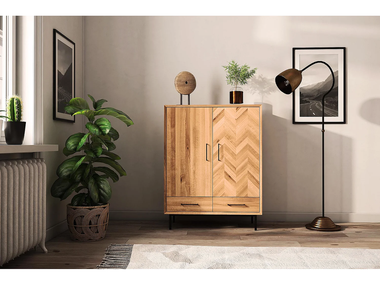 ABIES - Kommode 100% aus massivem Holz aus Wildeiche, naturgeölt