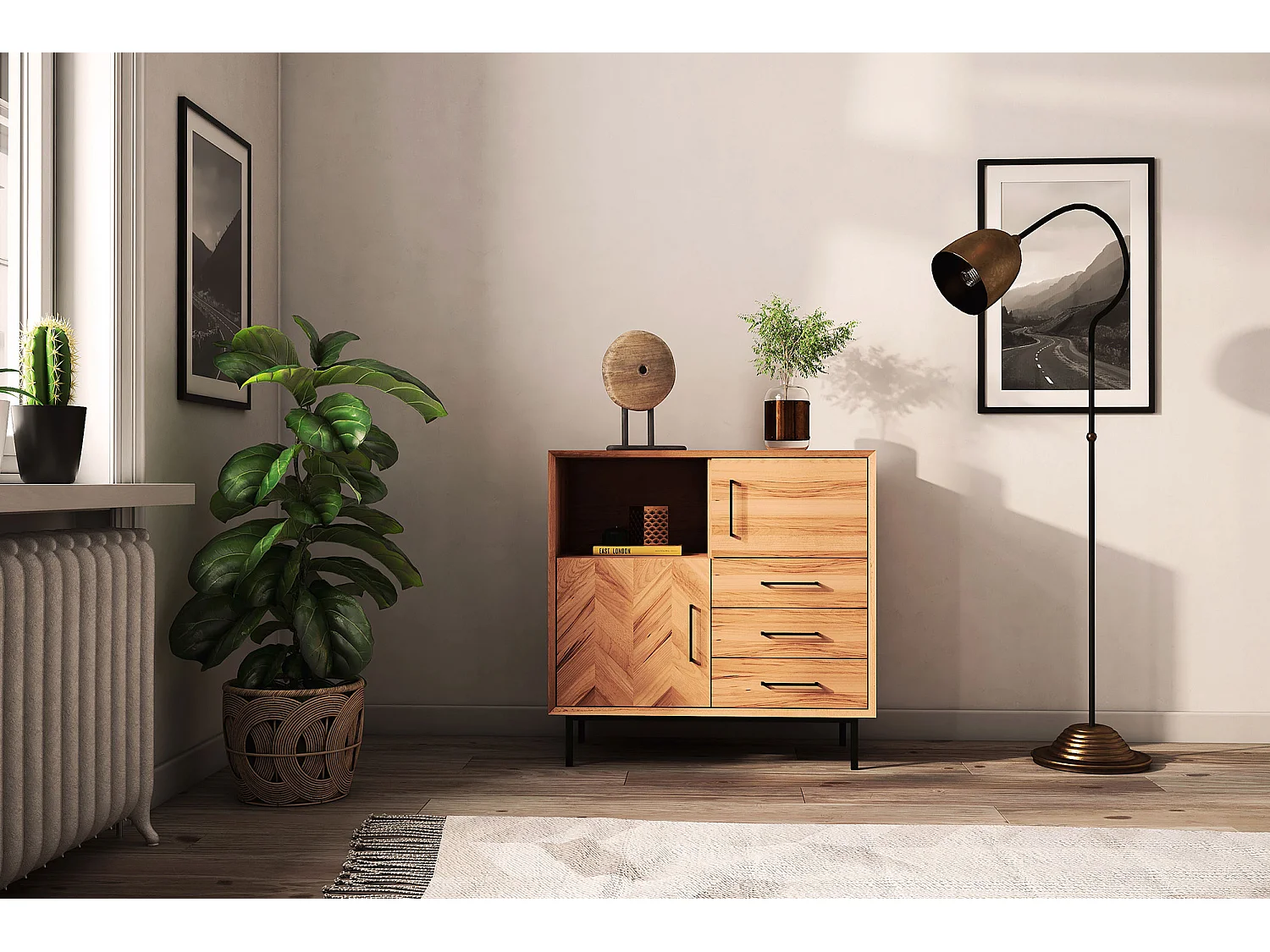 ABIES - Kommode 100% aus massivem Holz aus Kernbuche, naturgeölt