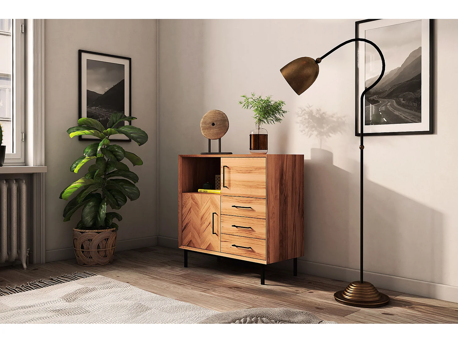 ABIES - Kommode 100% aus massivem Holz aus Kernbuche, naturgeölt