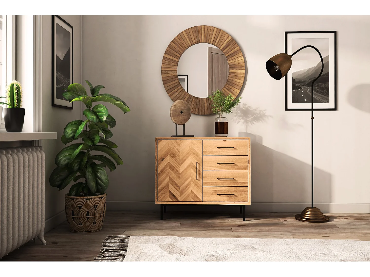 ABIES - Kommode 100% aus massivem Holz aus Wildeiche, naturgeölt