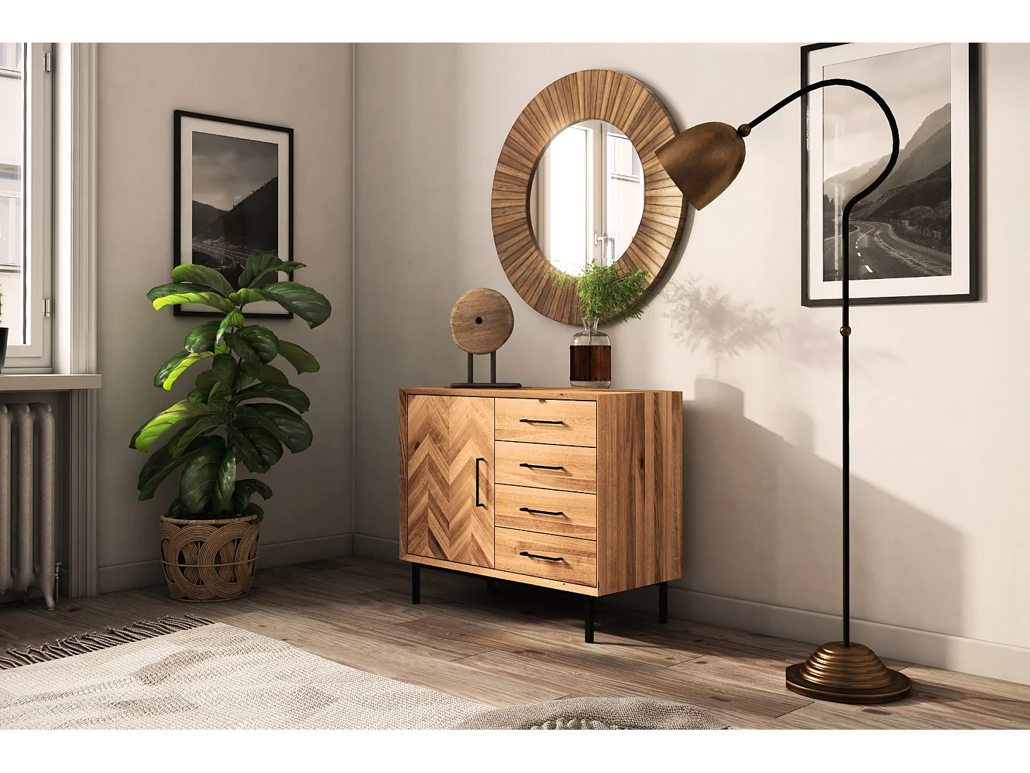 ABIES - Kommode 100% aus massivem Holz aus Wildeiche, naturgeölt