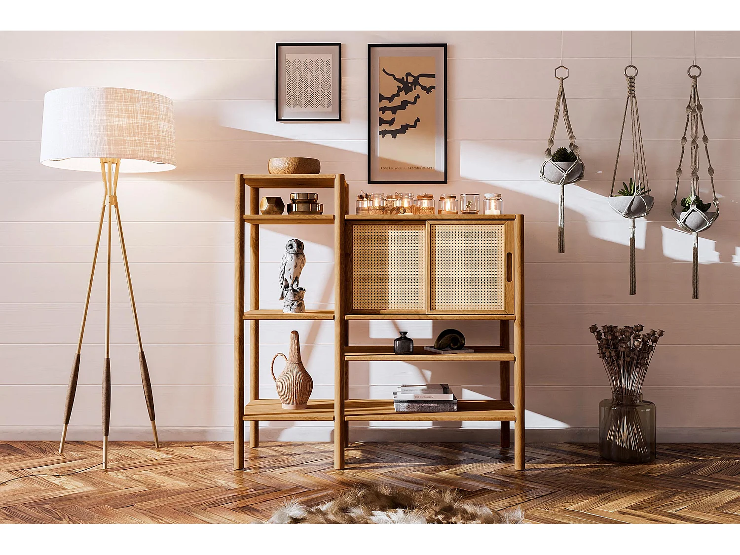 POLA - étagère en bois massif de chêne rouvre, huilé naturel