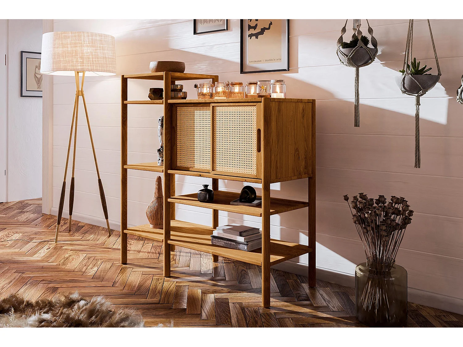 POLA - étagère en bois massif de chêne rouvre, huilé naturel