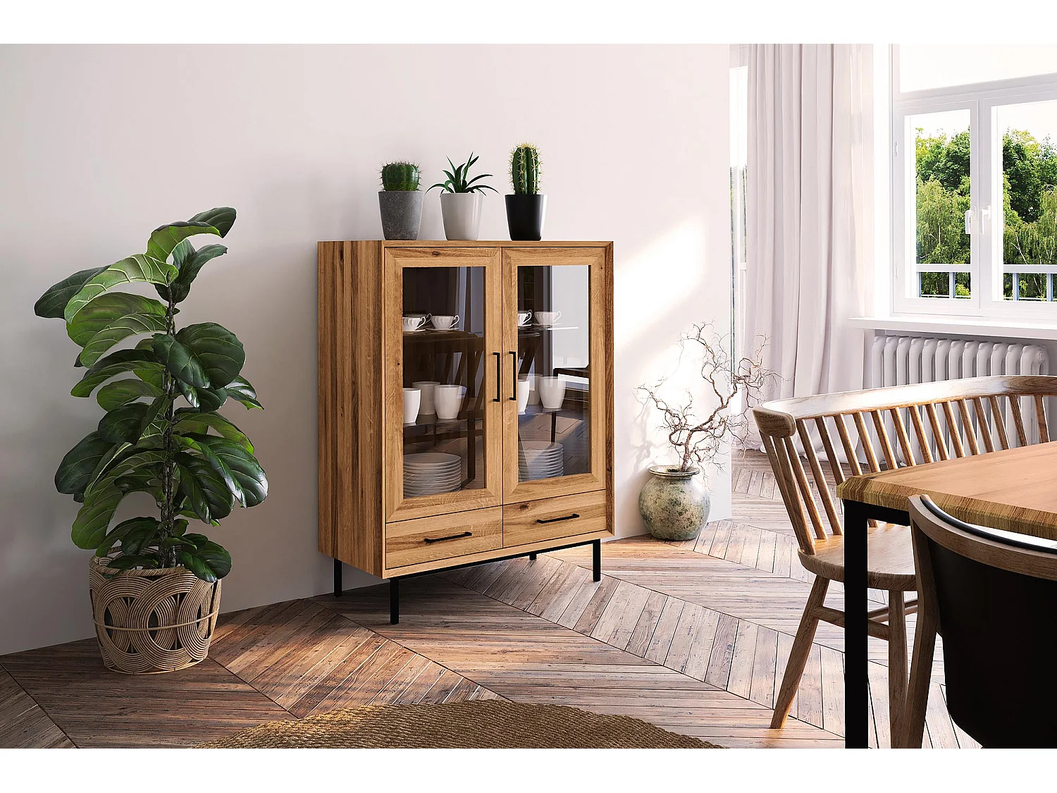 ABIES - Kommode 100% aus massivem Holz aus Wildeiche, naturgeölt