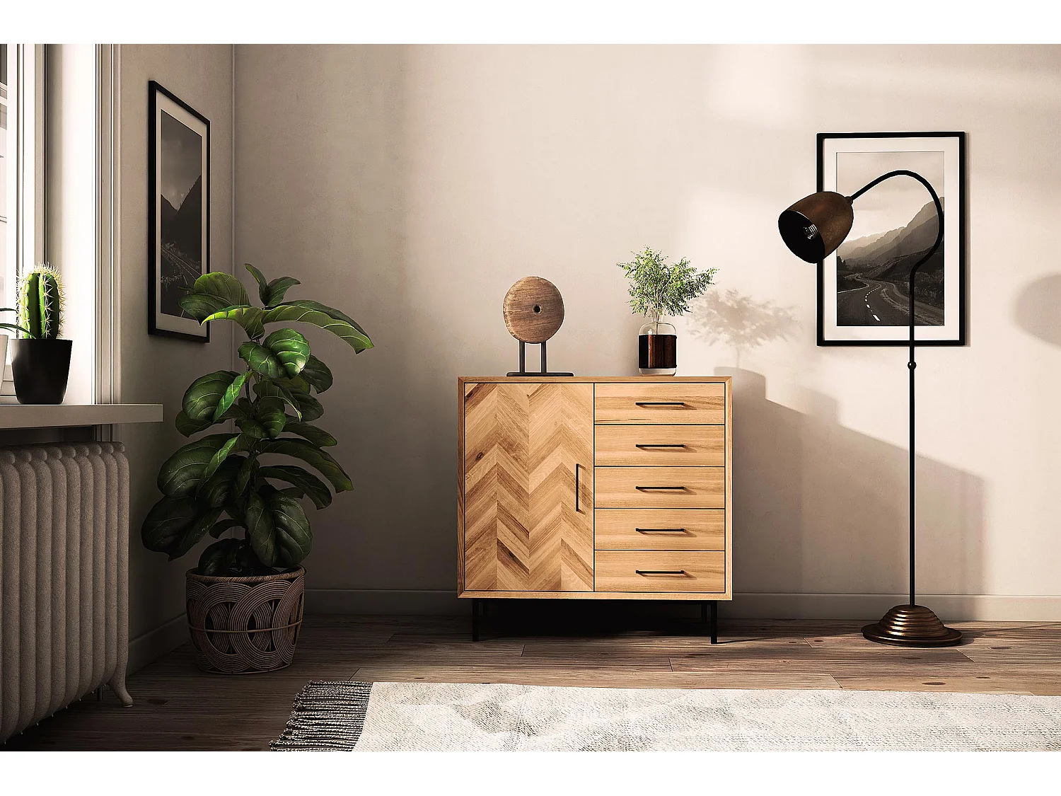 ABIES - Kommode 100% aus massivem Holz aus Wildeiche, naturgeölt