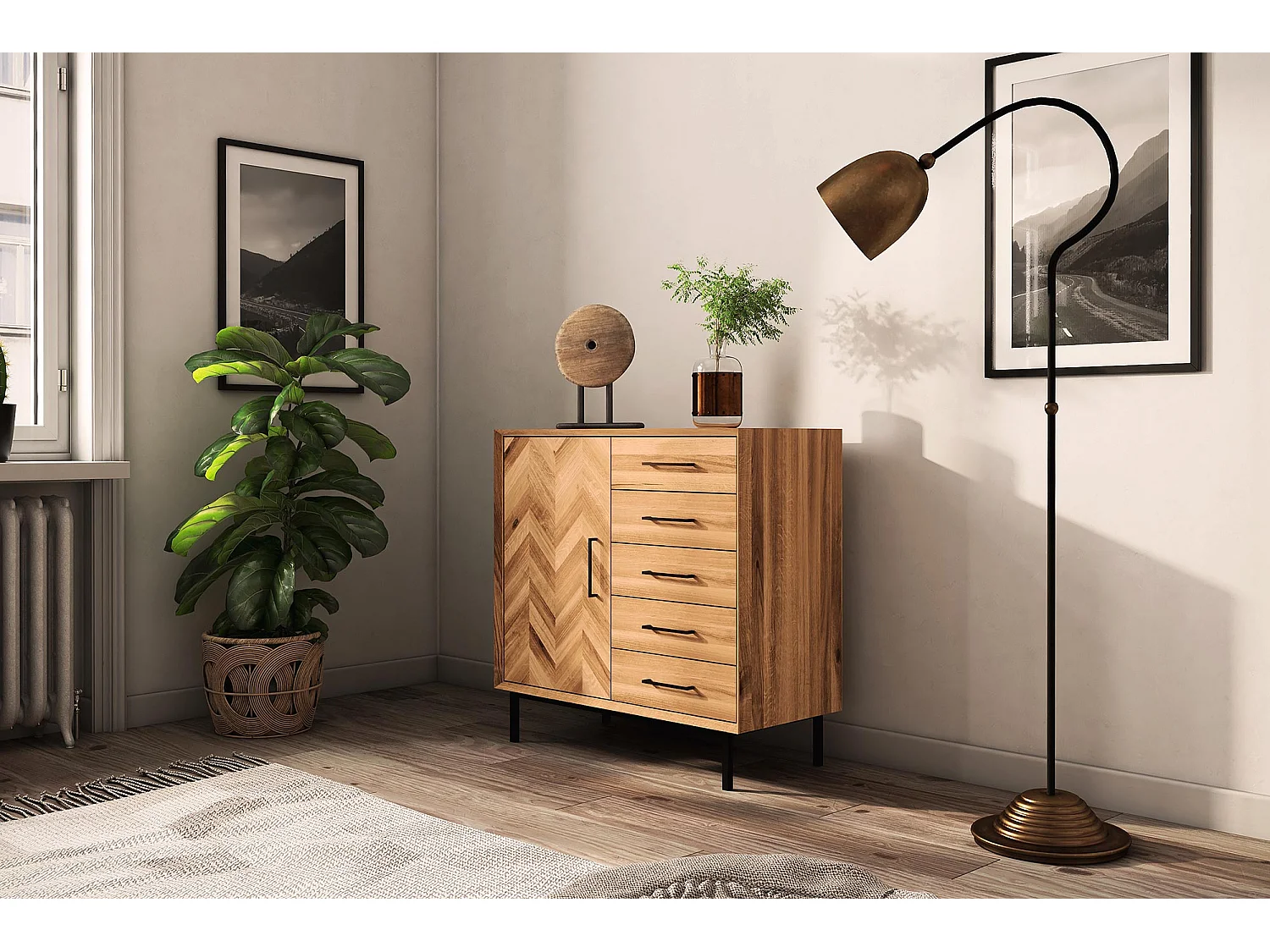 ABIES - Kommode 100% aus massivem Holz aus Wildeiche, naturgeölt