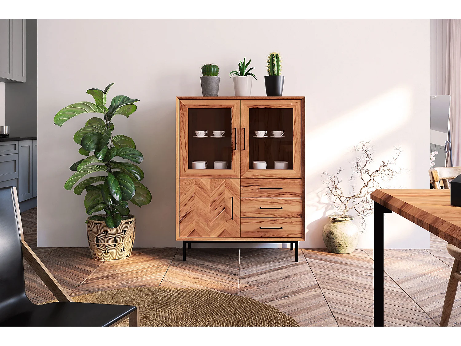 ABIES - Kommode 100% aus massivem Holz aus Kernbuche, naturgeölt