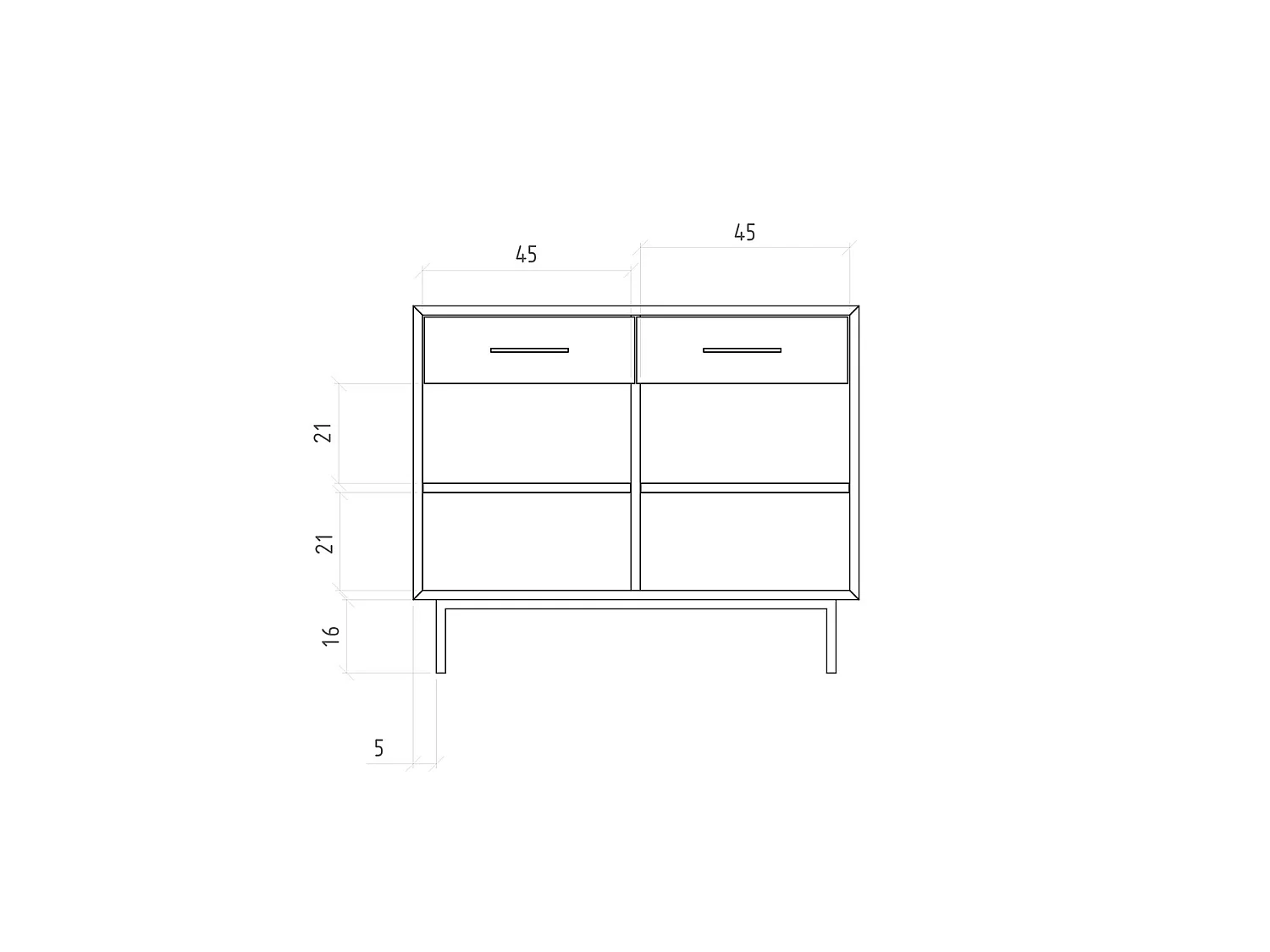 ABIES - Commode 100% en bois massif de chêne sauvage, huilé naturel