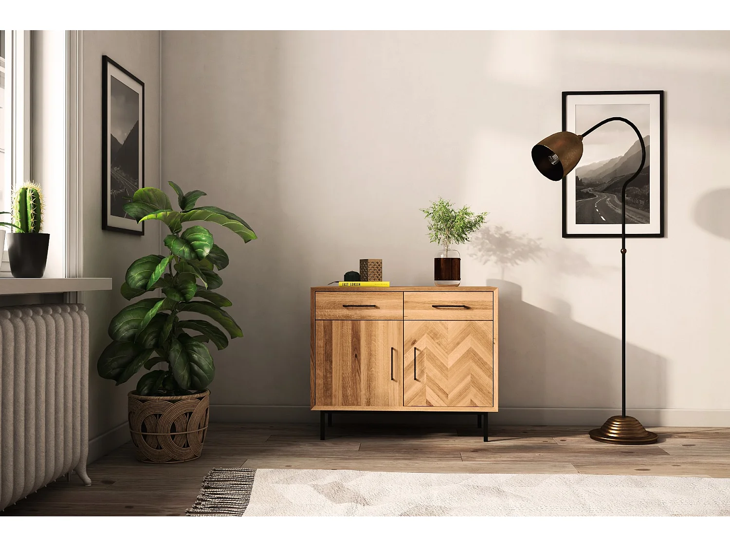 ABIES - Commode 100% en bois massif de chêne sauvage, huilé naturel