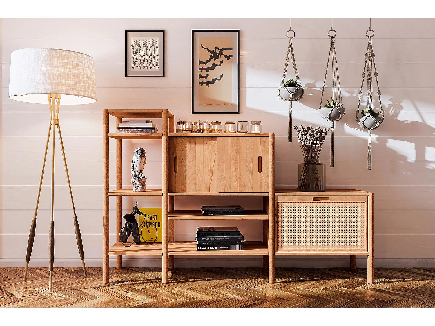 POLA - Regall aus massivem Holz aus Kernbuche, naturgeölt
