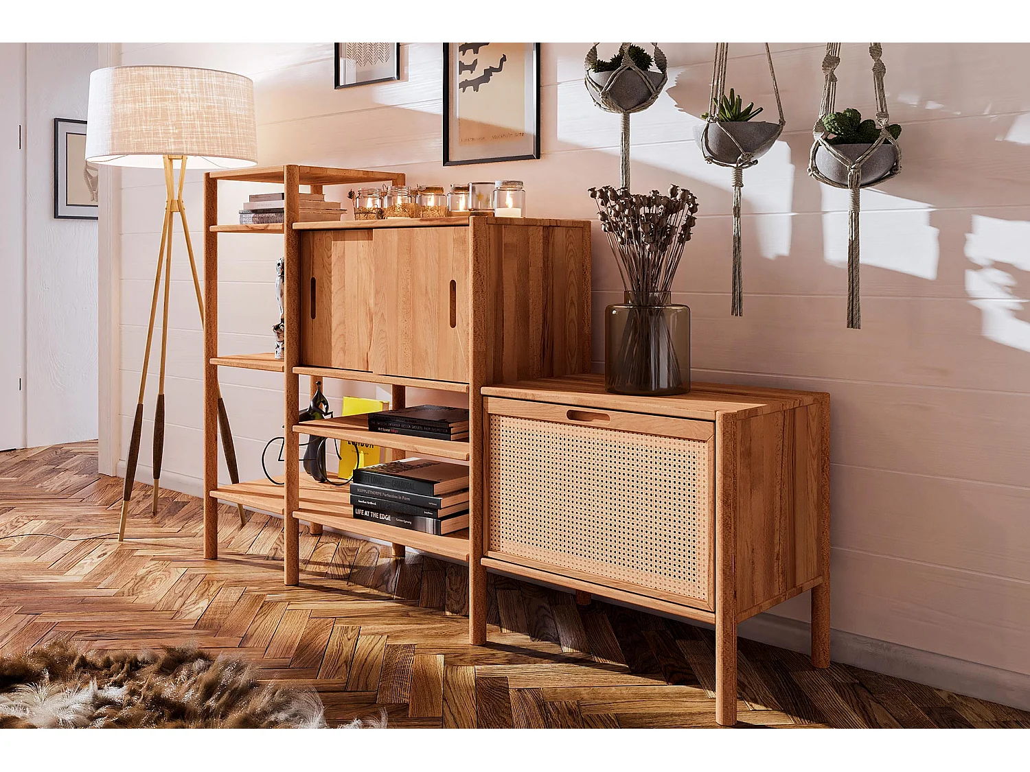 POLA - étagère en bois massif de cœur de hêtre, huilé naturel