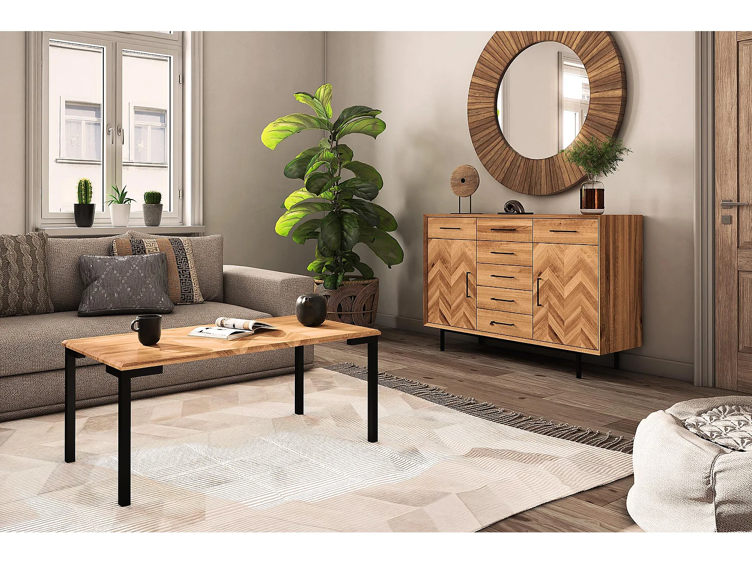 ABIES - Kommode 100% aus massivem Holz aus Wildeiche, naturgeölt