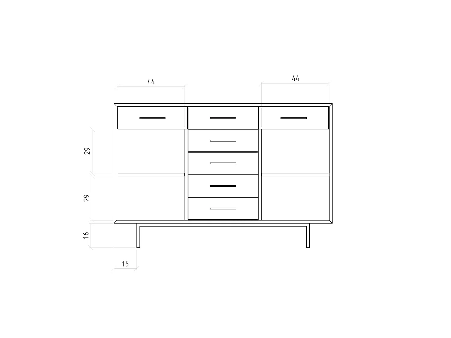 ABIES - Kommode 100% aus massivem Holz aus Wildeiche, naturgeölt