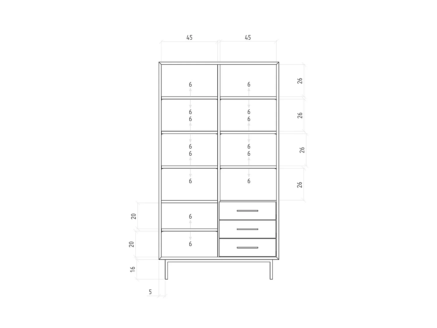 ABIES - Regall aus massivem Holz aus Wiledeiche, naturgeölt