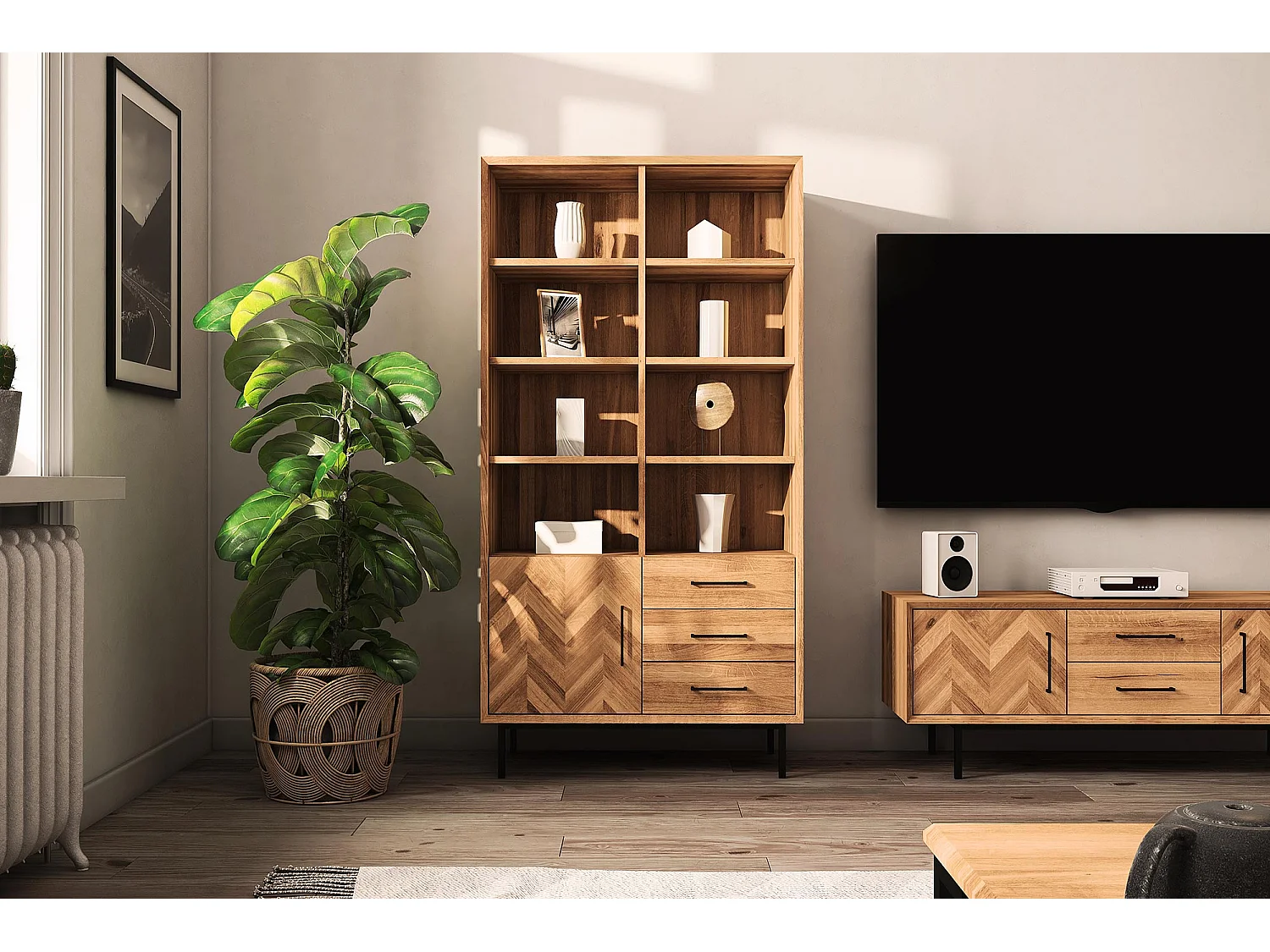 ABIES - Regall aus massivem Holz aus Wiledeiche, naturgeölt