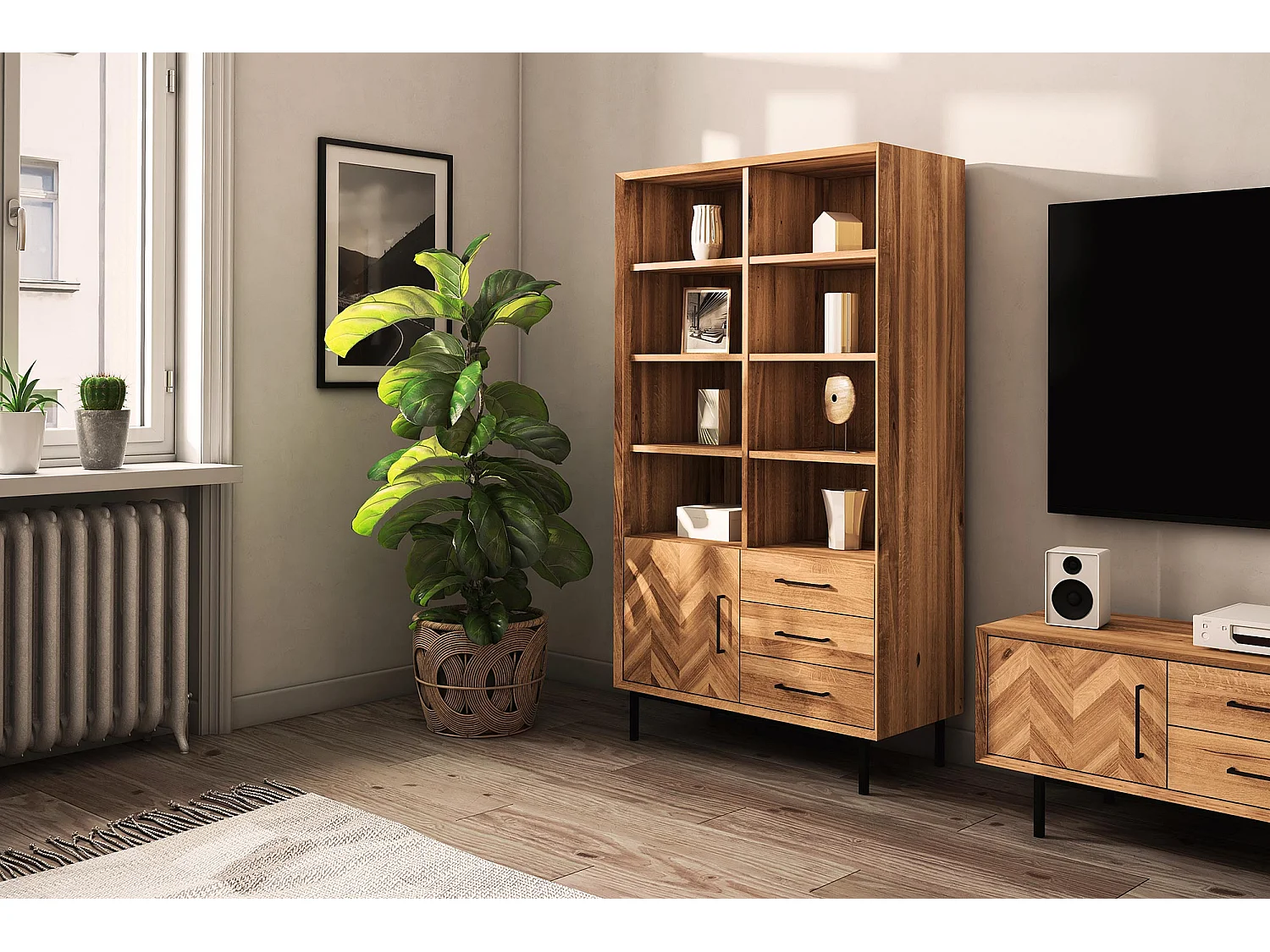 ABIES - Regall aus massivem Holz aus Wiledeiche, naturgeölt