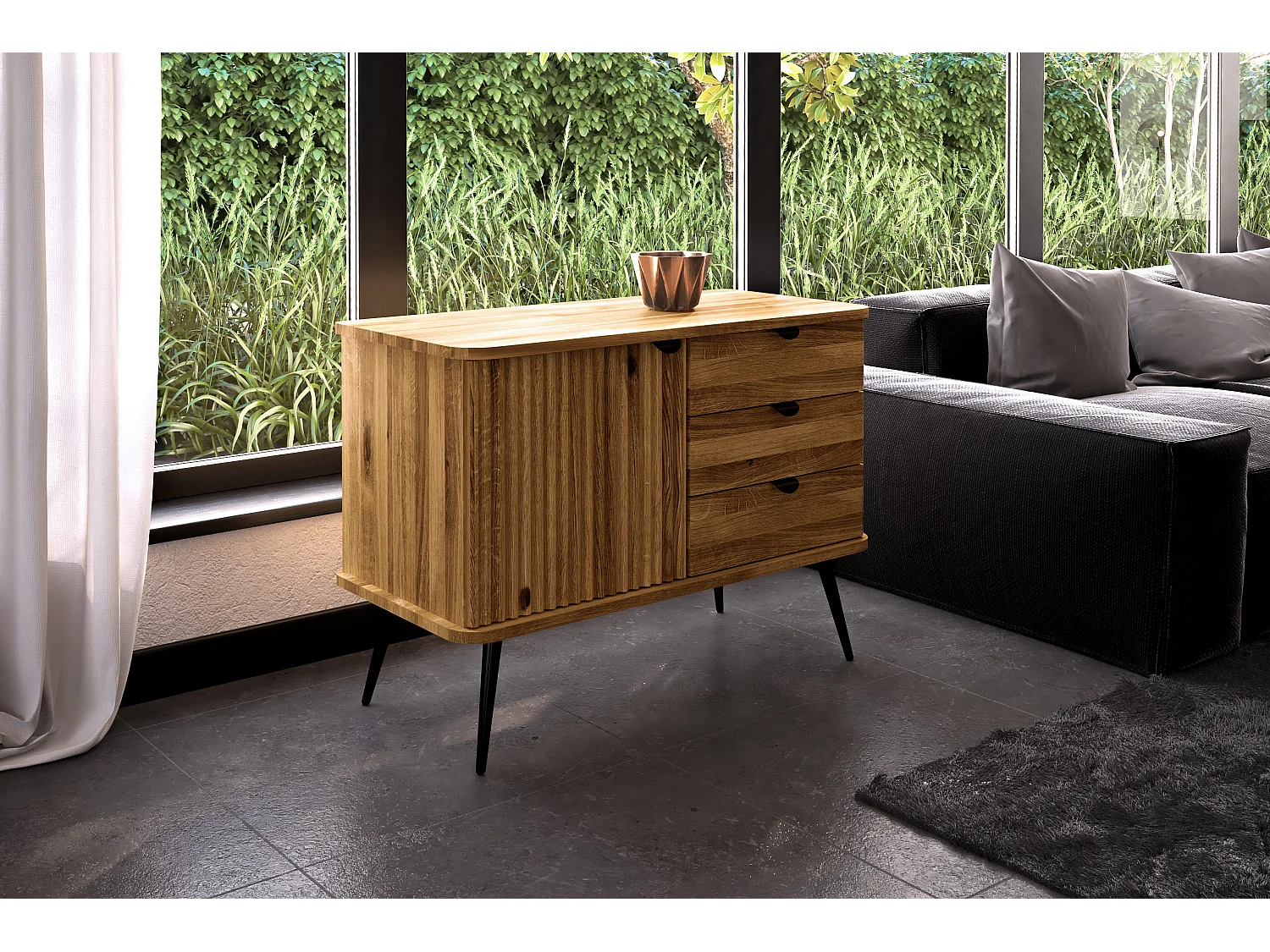 KULA - Kommode 100% aus massivem Holz aus Wildeiche, naturgeölt