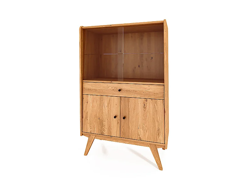RETRO - Vitrine mit Schiebetür aus Wildeiche, naturgeölt