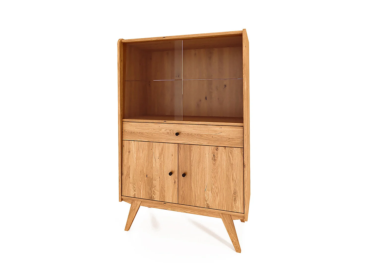 RETRO - Vitrine mit Schiebetür aus Wildeiche, naturgeölt