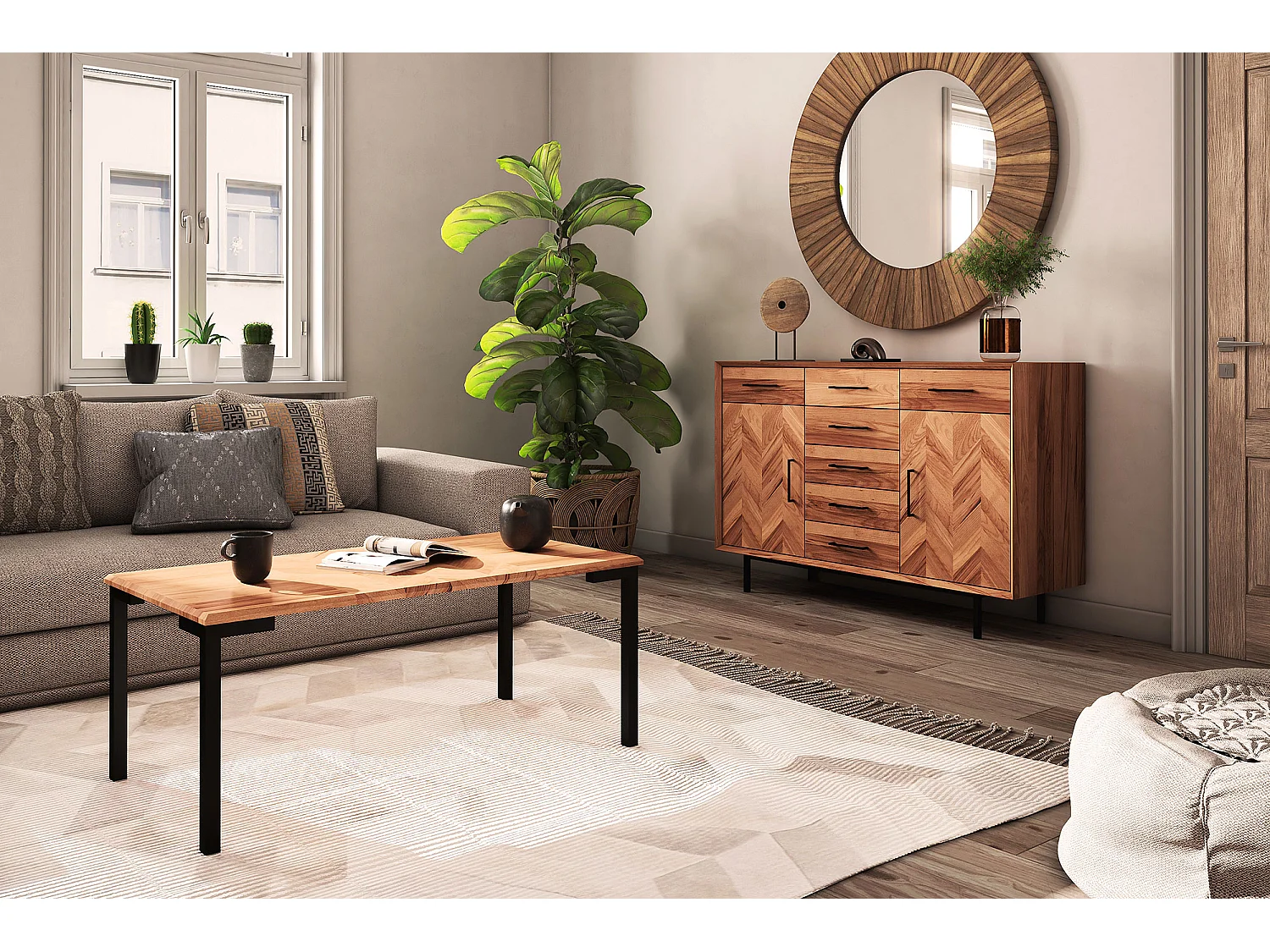 ABIES - Kommode 100% aus massivem Holz aus Kernbuche, naturgeölt