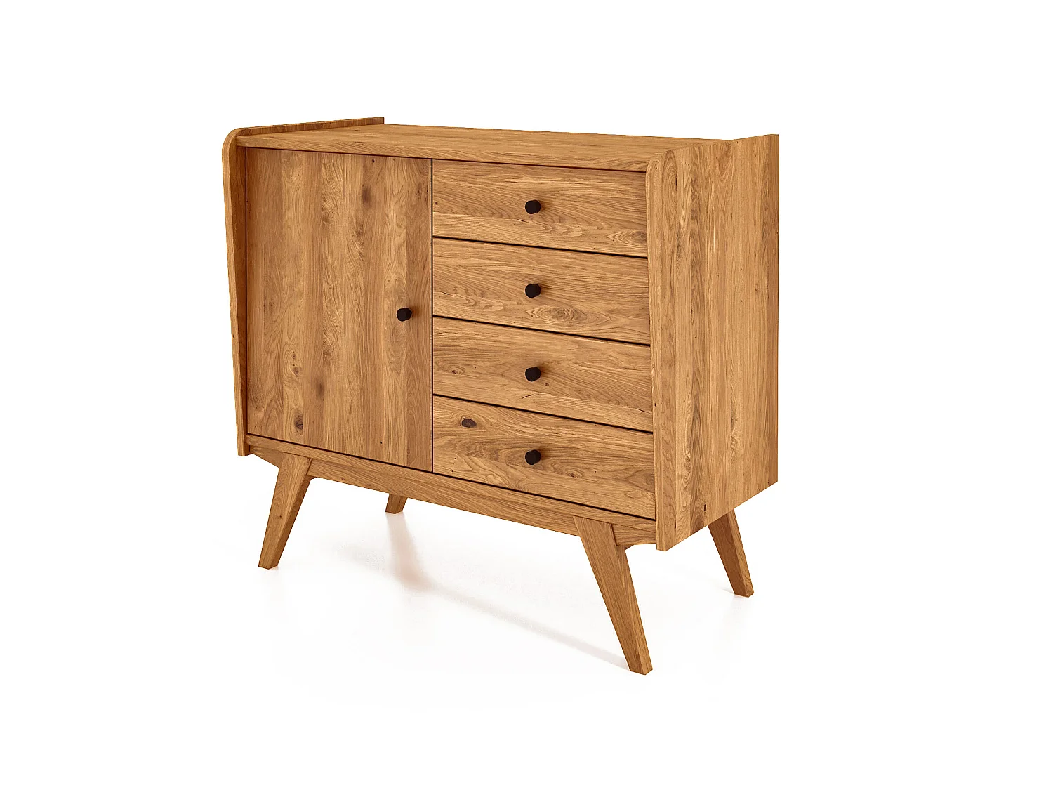 RETRO - Kommode 100% aus massivem Holz aus Wildeiche, naturgeölt
