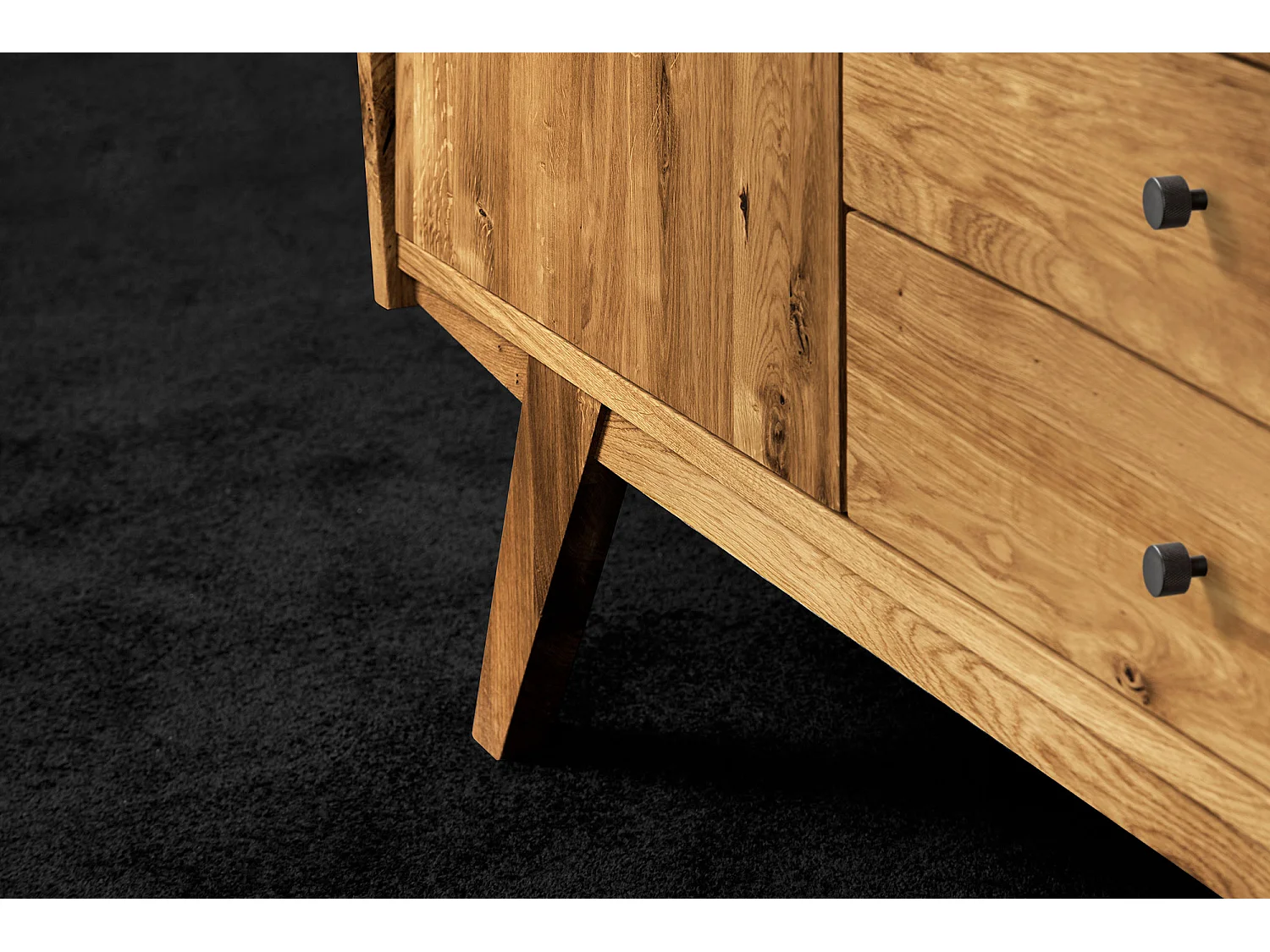 RETRO - Kommode 100% aus massivem Holz aus Wildeiche, naturgeölt