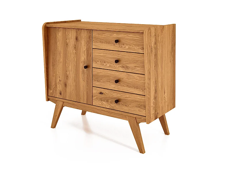 RETRO - Kommode 100% aus massivem Holz aus Wildeiche, naturgeölt