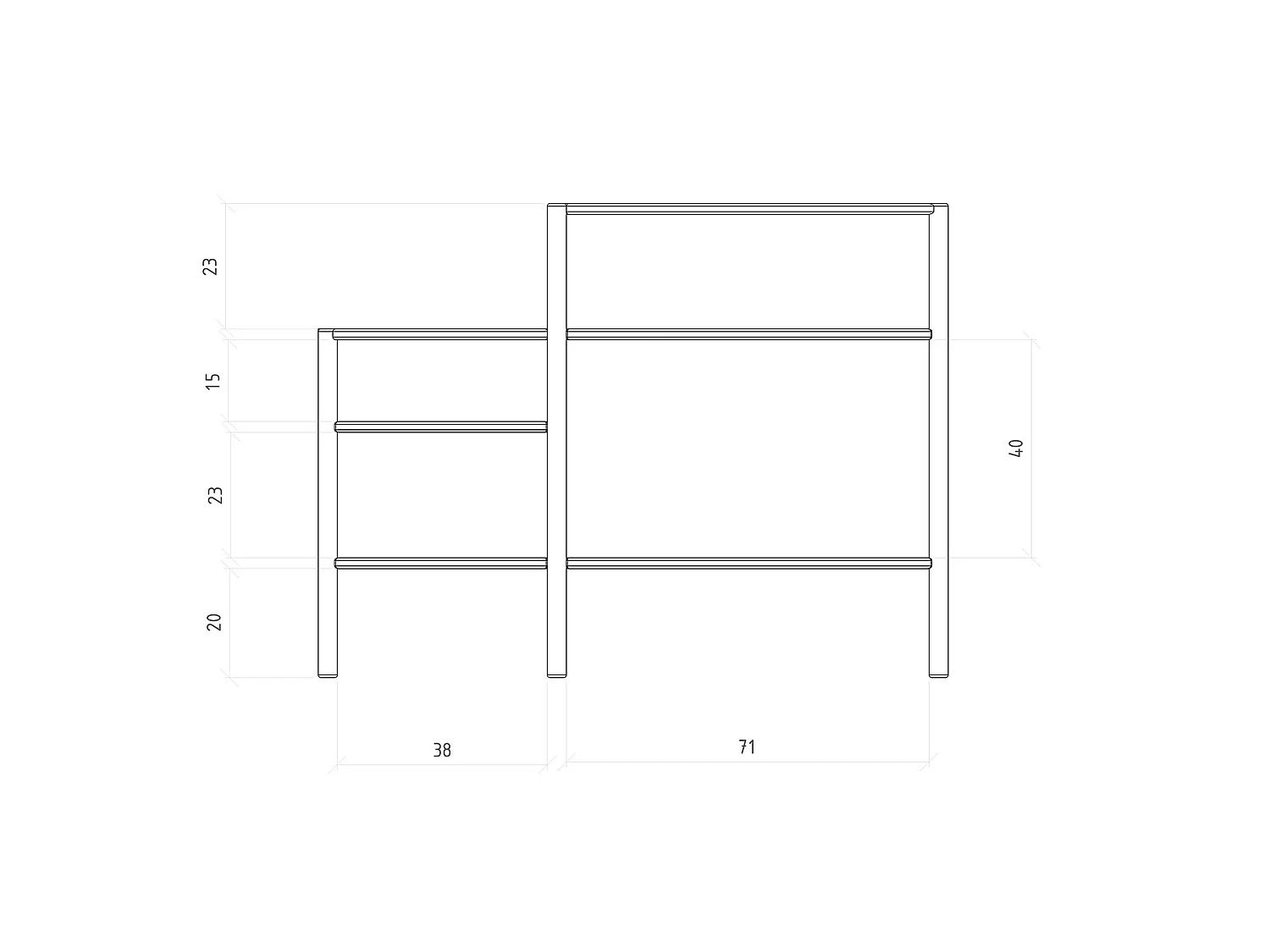 POLA - Regall aus massivem Holz aus Wiledeiche, naturgeölt