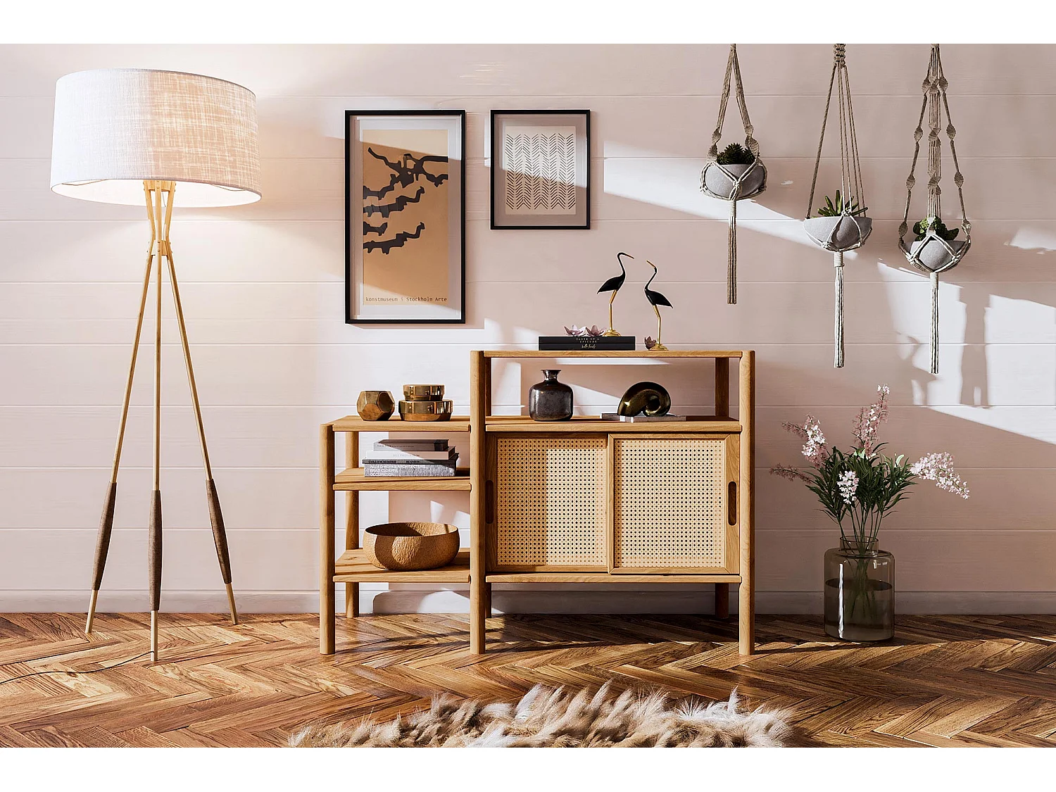 POLA - étagère en bois massif de chêne rouvre, huilé naturel