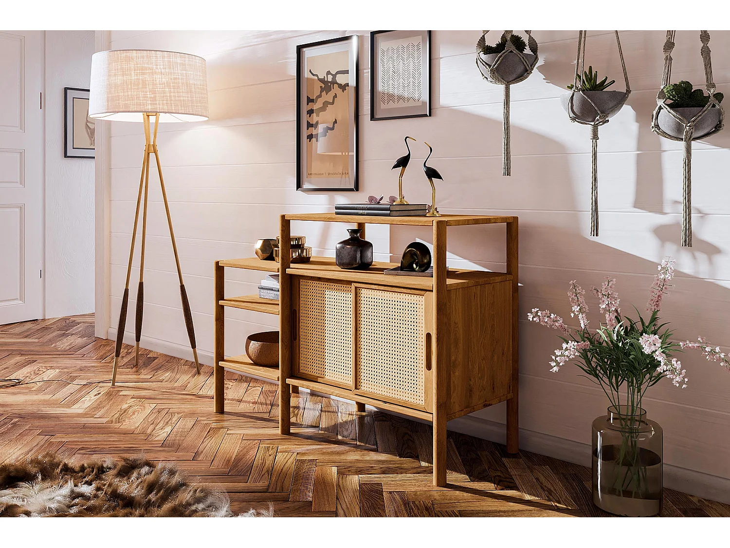 POLA - étagère en bois massif de chêne rouvre, huilé naturel