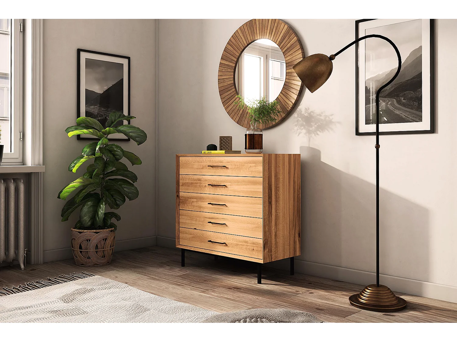 ABIES - Kommode 100% aus massivem Holz aus Wildeiche, naturgeölt