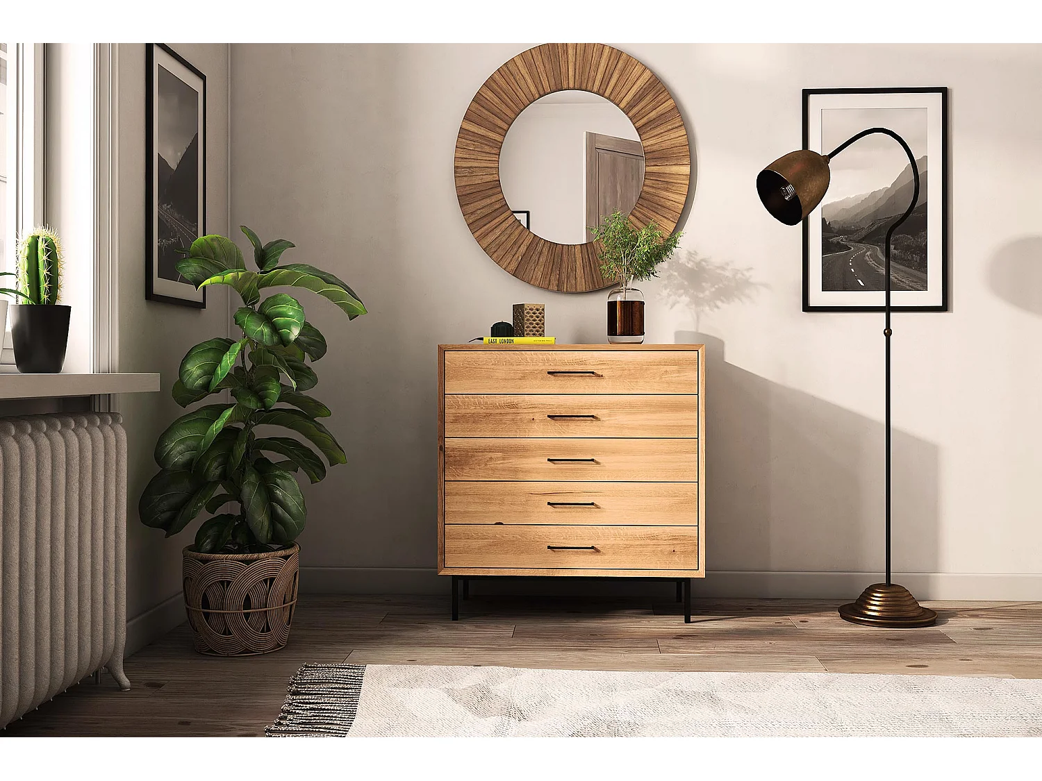 ABIES - Kommode 100% aus massivem Holz aus Wildeiche, naturgeölt