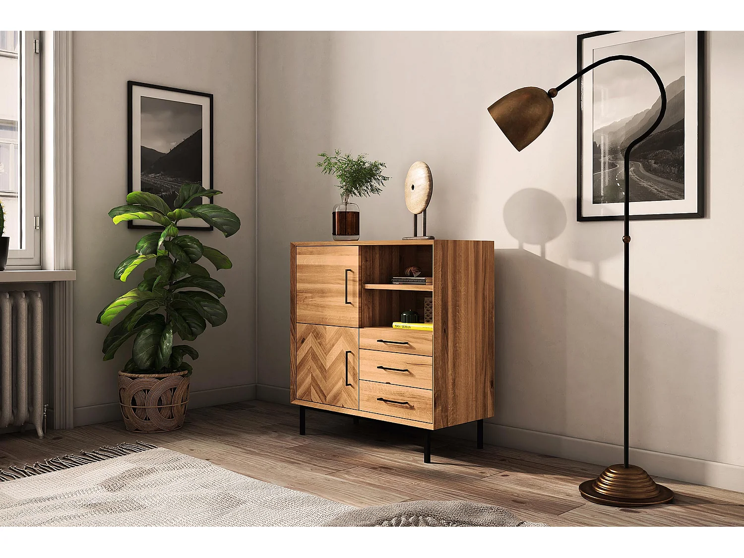 ABIES - Kommode 100% aus massivem Holz aus Wildeiche, naturgeölt